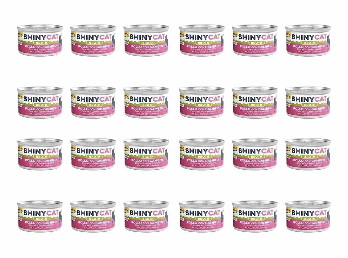 GimCat Shinycat Broth Karidesli Ve Tavuklu Konserve Kedi Maması 70 Gr (24 Adet)