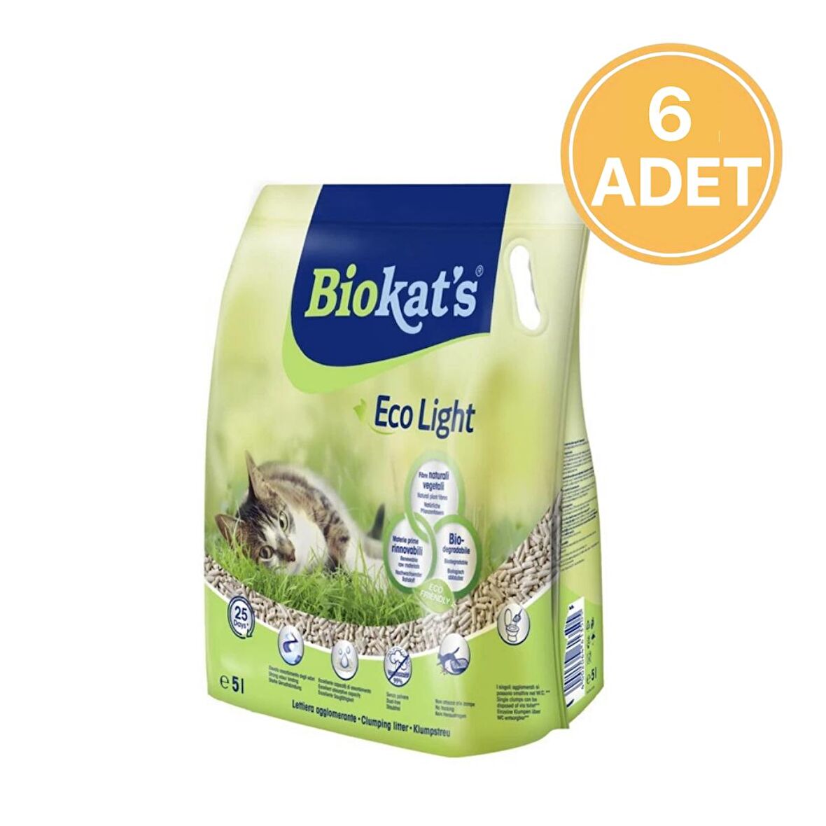 Biokat's Pelet Kedi Kumu Eco Light 5lt (6 Adet)