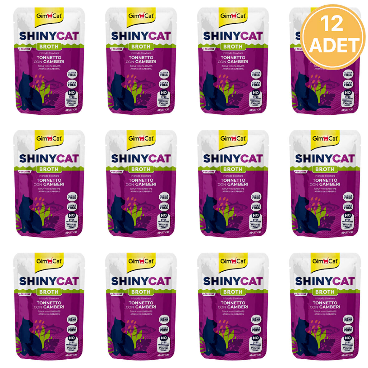 Gimcat Shinycat Pouch Ton Balığı Ve Karidesli Yetişkin Kedi Konservesi 70 Gr (12 Adet)
