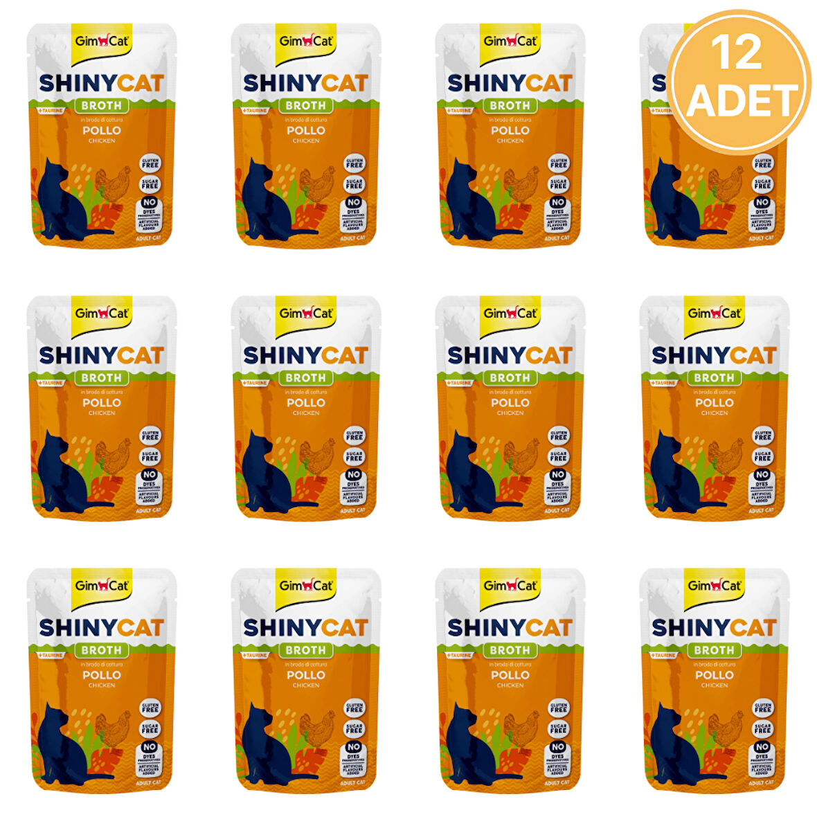 Gimcat Shinycat Pouch Tavuklu Yetişkin Kedi Konservesi 70 Gr (12 Adet)