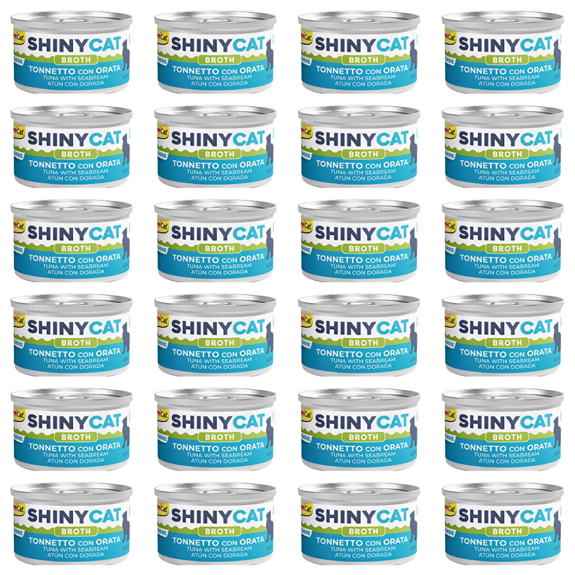 Gimcat Shiny Cat Broth (Sos içinde) Çipuralı Ton Balığı Yetişkin Kedi Konservesi 70 Gr (24 Adet)