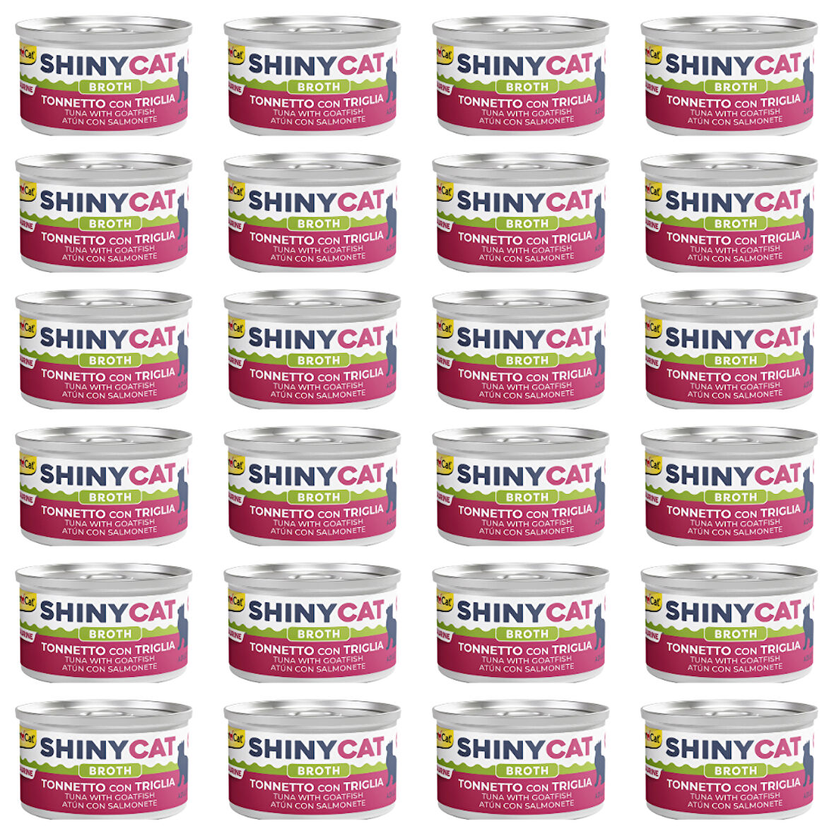 Gimcat Shiny Cat Broth (Sos içinde) Barbun Balıklı Ton Yetişkin Kedi Konservesi 70 Gr (24 Adet)