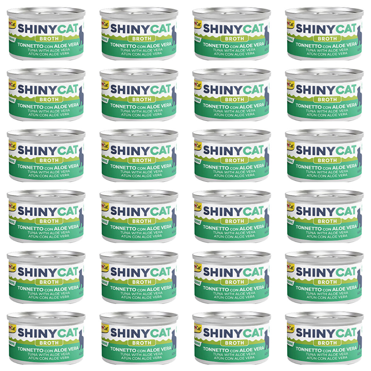 Gimcat Shiny Cat Broth (Sos içinde) Aloe Veralı Ton Yetişkin Kedi Konservesi 70 Gr (24 Adet)