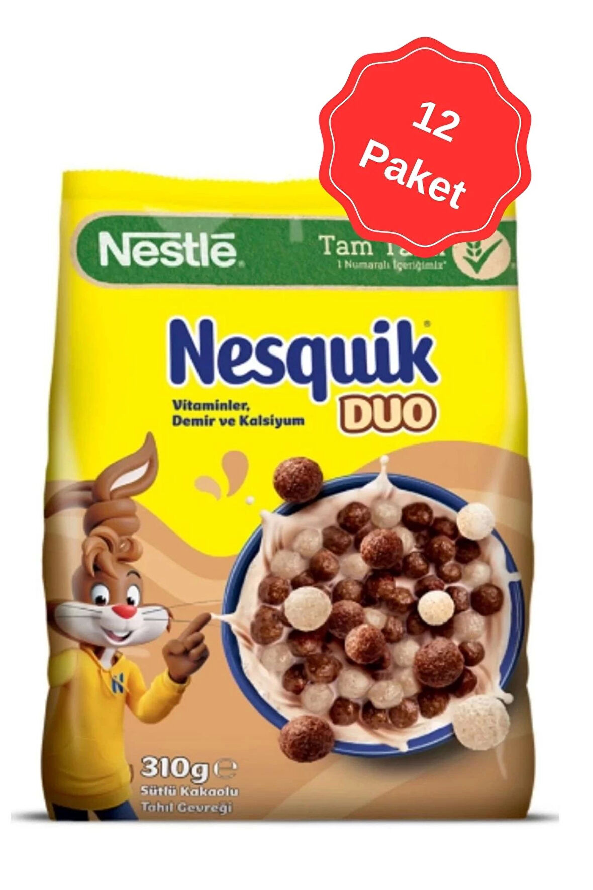 Nesquik Duo Sütlü Kakaolu Tahıl Gevreği 310G x 12 Adet