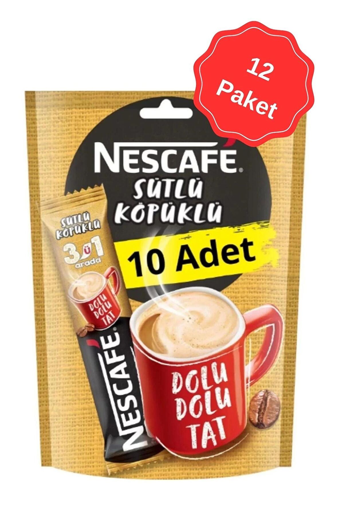 Nescafe 3ü 1 Arada Sütlü Köpüklü Kahve 17.4G (10Lu x 12 Paket)