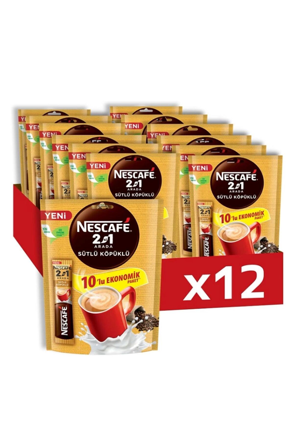 Nescafe 2si 1 Arada Sütlü Köpüklü Kahve 10G (10 Lu x 12 Paket)