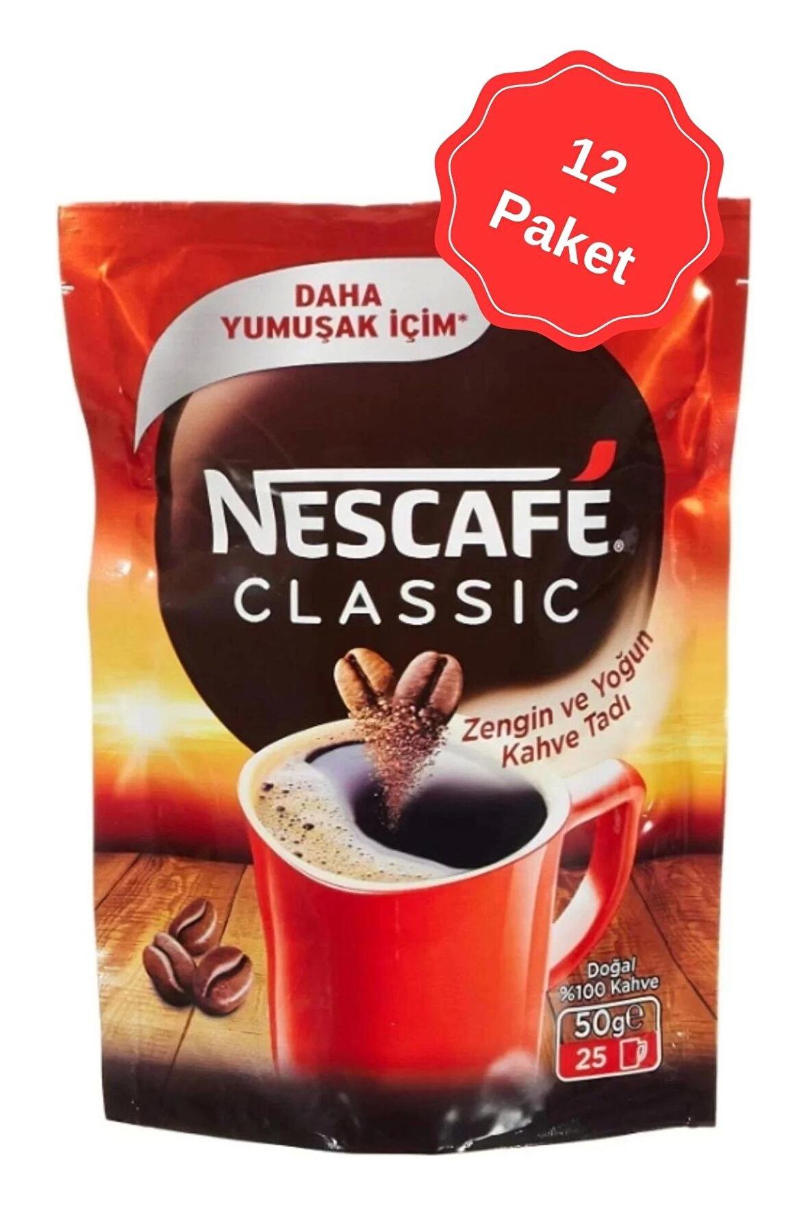 Nescafe Classic Çözünebilir Kahve Ekopaket 50G x 12 Adet