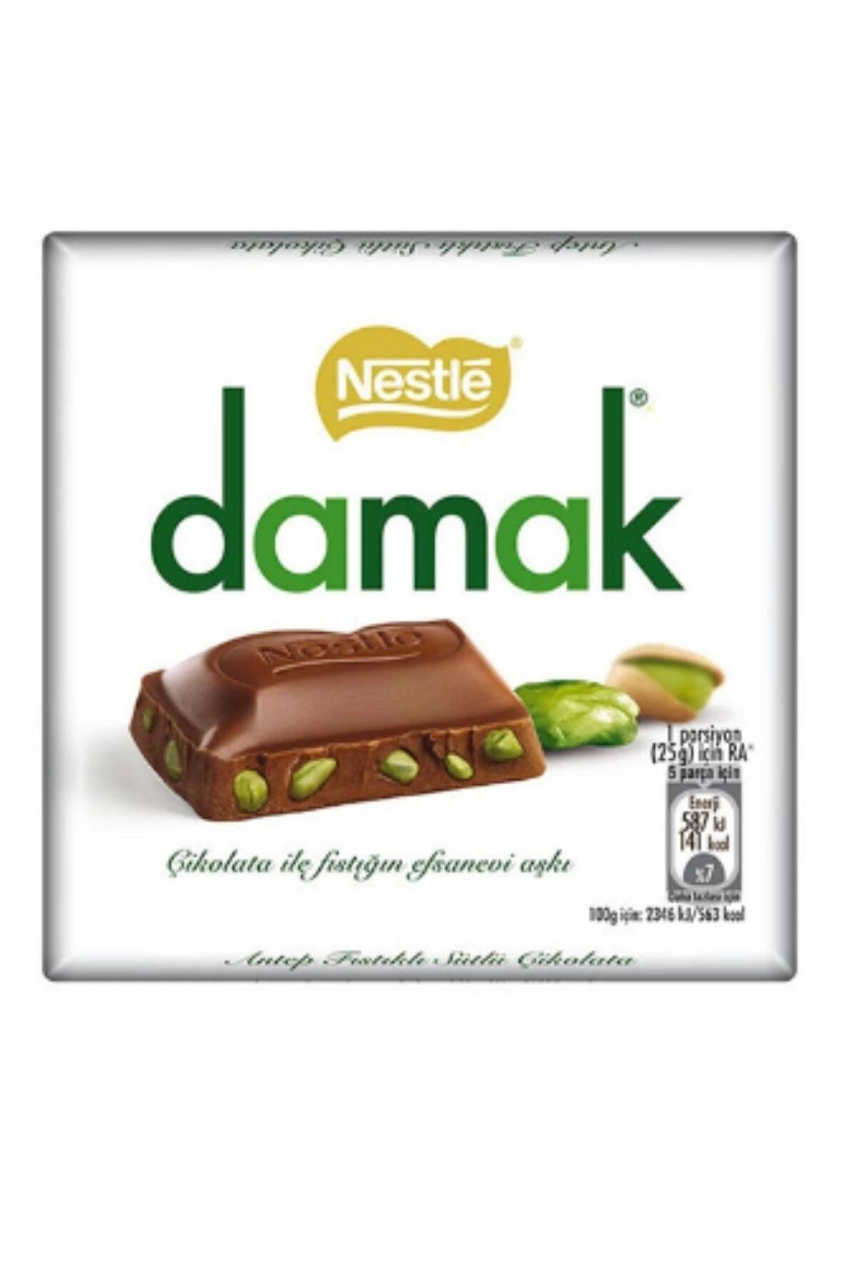 Damak Antep Fıstıklı Kare Çikolata 60G (6lı x 24 Kutu)