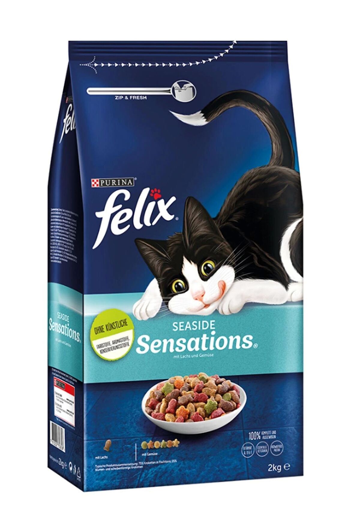 Felix Seaside Sensations Somonlu ve Sebzeli Yetişkin Kuru Kedi Maması 2 Kg x 6 Adet