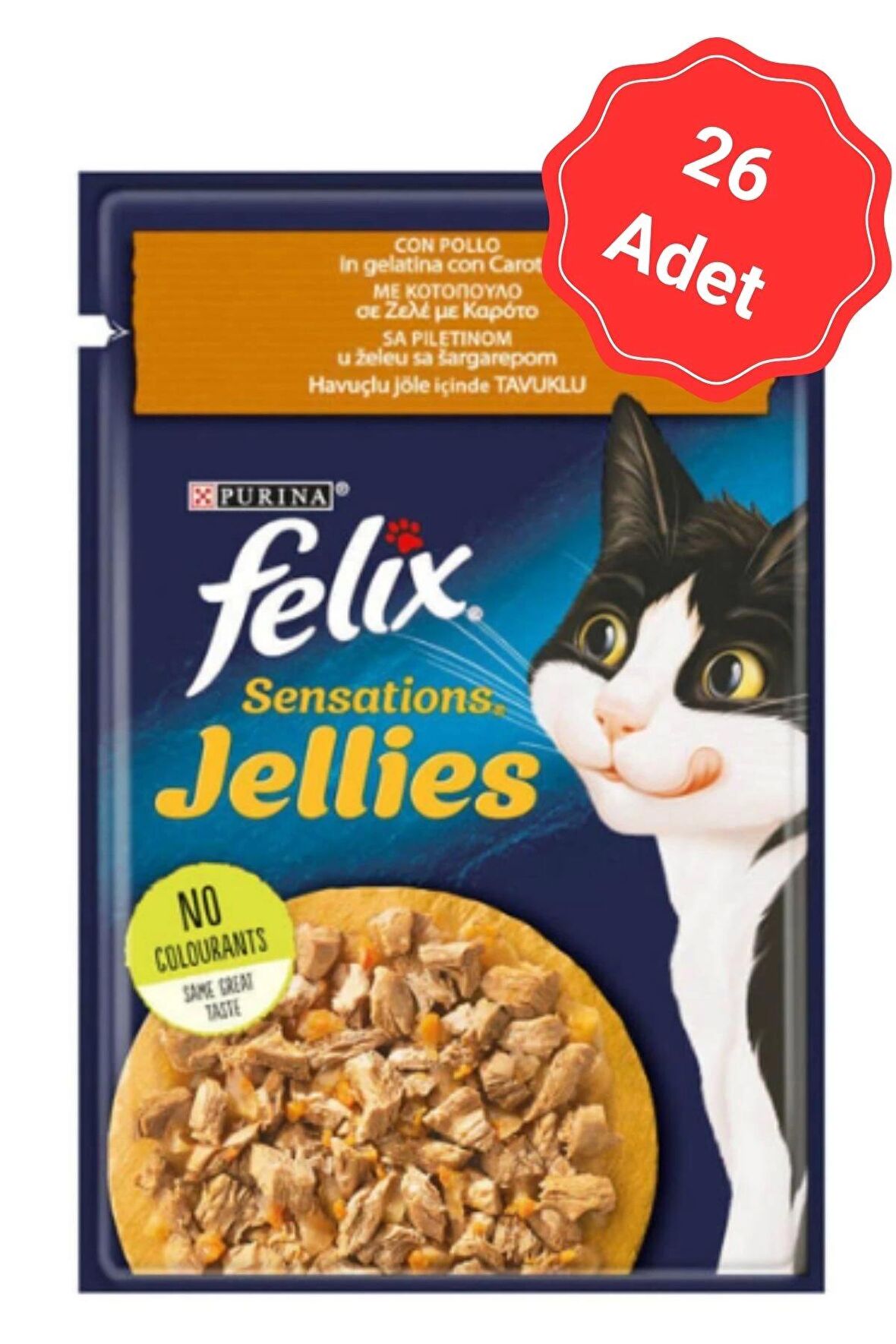 Felix Sensations Tavuklu Ve Havuçlu Yetişkin Yaş Kedi Maması 85 Gr x 26 Lı