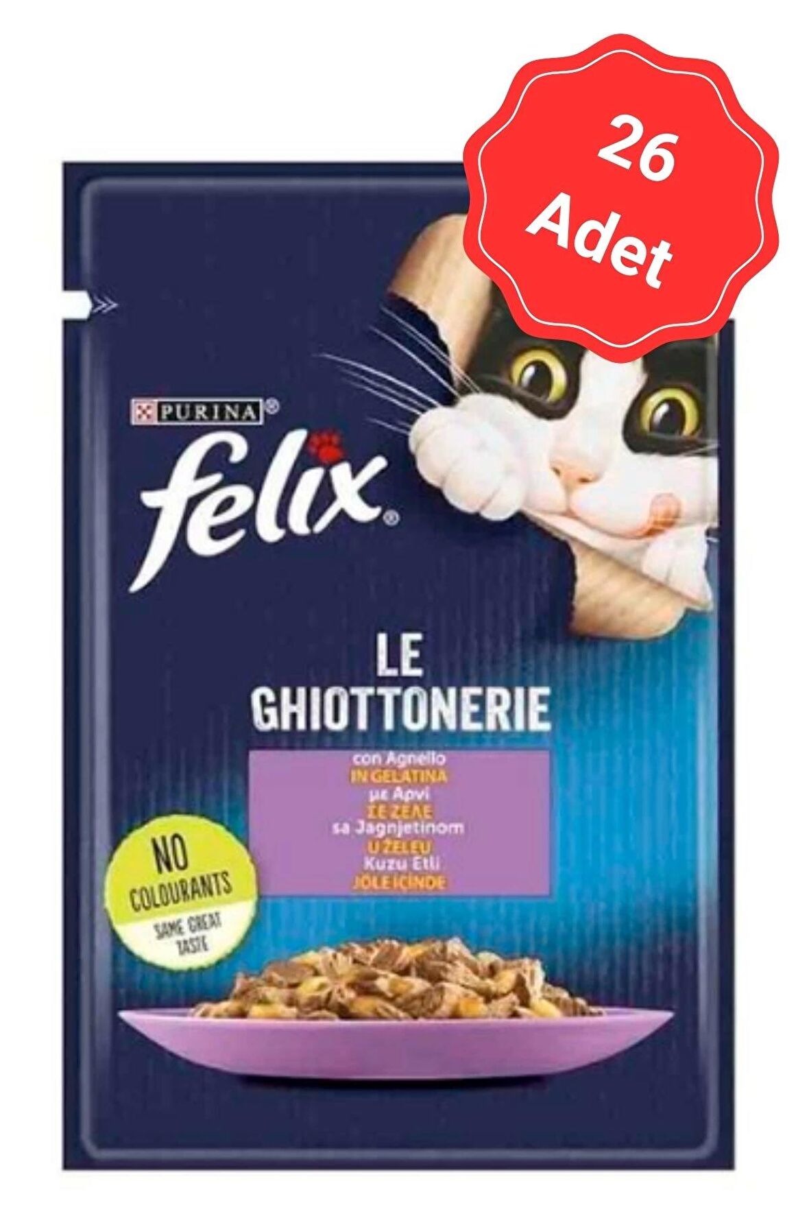 Felix Kuzu Etli Yetişkin Yaş Kedi Maması 85 Gr x 26 Lı