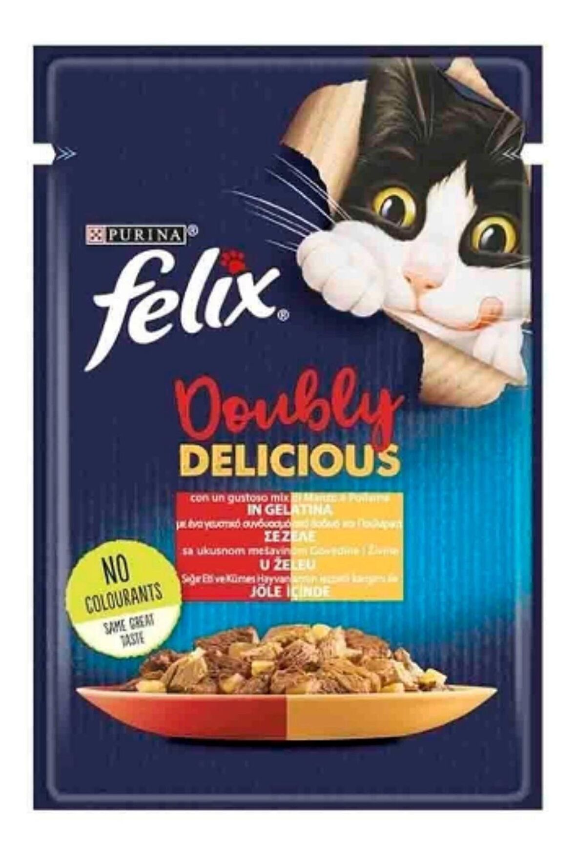 Felix Sığır Etli Ve Kanatlı Hayvanlı Yaş Yetişkin Kedi Maması 85 Gr x 26 Adet