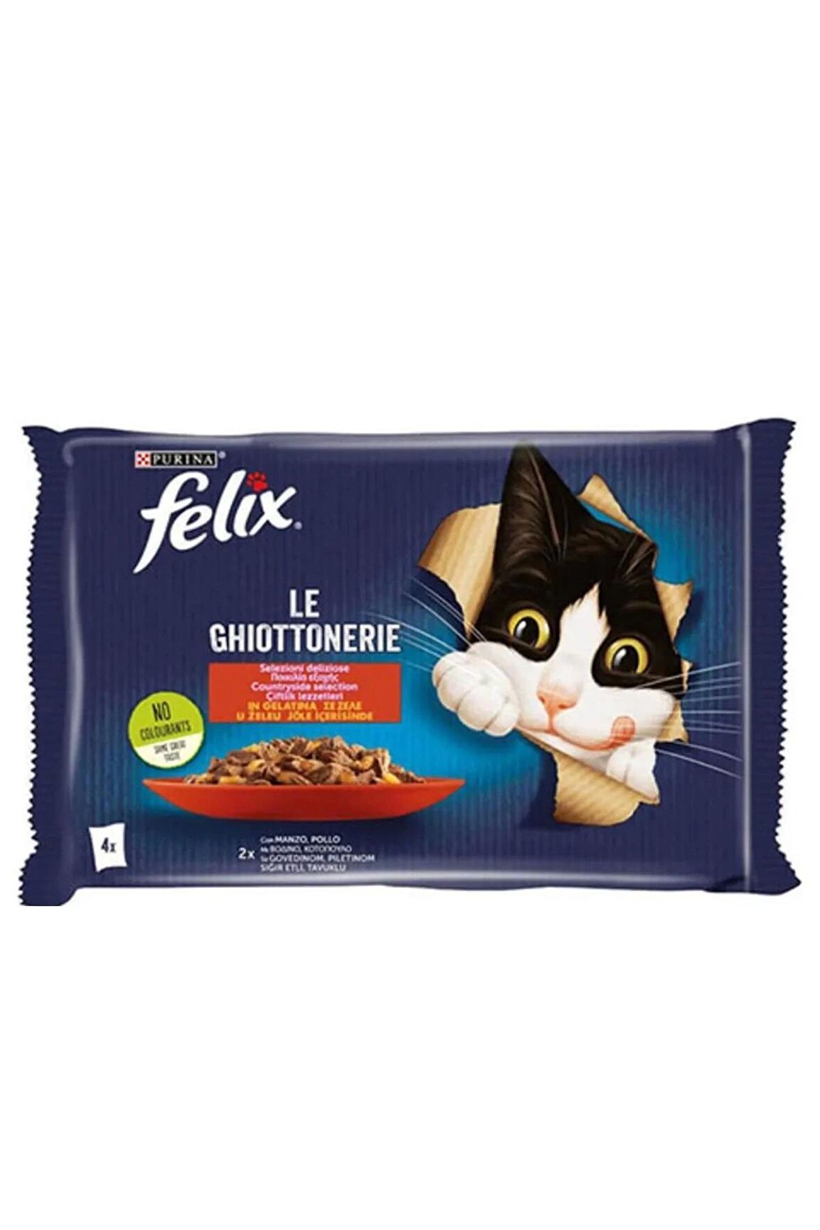 Felix Sığır ve Tavuk Etli Yetişkin Yaş Kedi Maması Ekonomik Paket 85 Gr (4 Lü x 12 Paket)