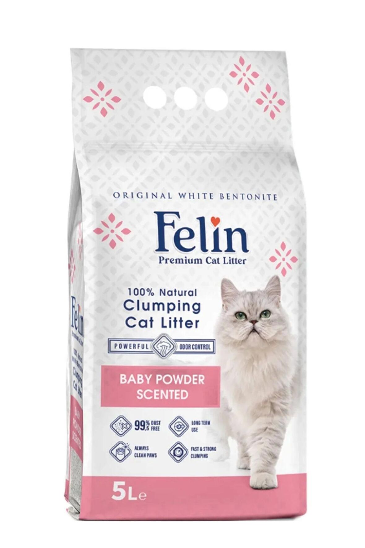 Felin Baby Powder Scented Bebek Pudra Kokulu Kedi Kumu 5 Lt