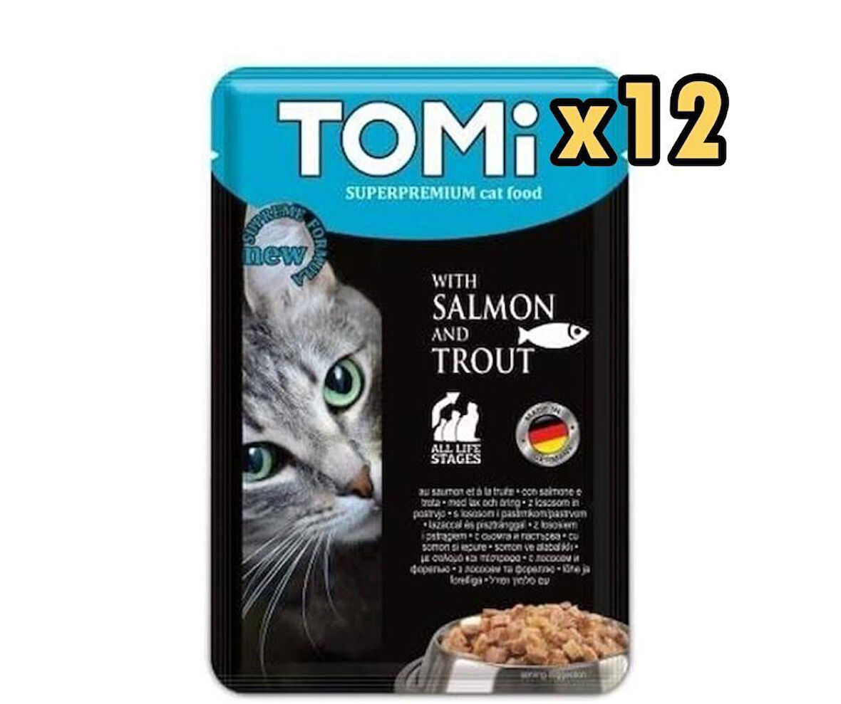 Tomi Pouch Somon ve Alabalıklı Yetişkin Kedi Konservesi 100gr x 12 Adet