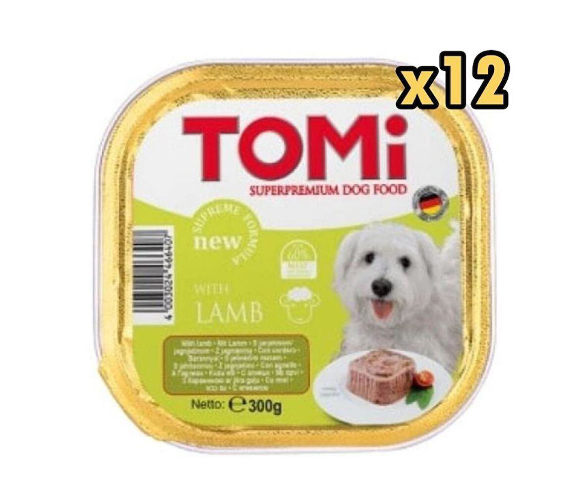 Tomi Pate Kuzu Etli Yetişkin Köpek Konservesi 300gr x 12 Adet 