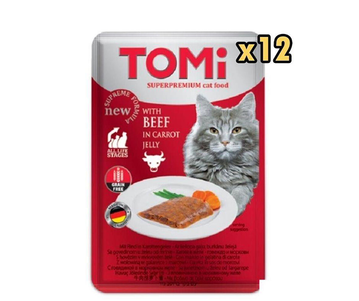 Tomi Pate Dana Etli ve Havuçlu Yetiskin Kedi Konservesi 100 Gr x 12 Adet