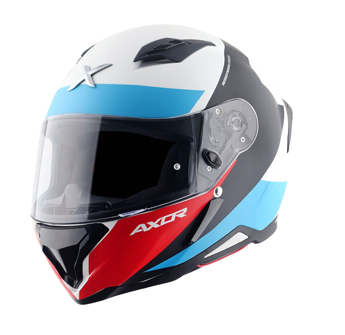 Axor Hunter Turbo Motosiklet Kask White Red  MAT