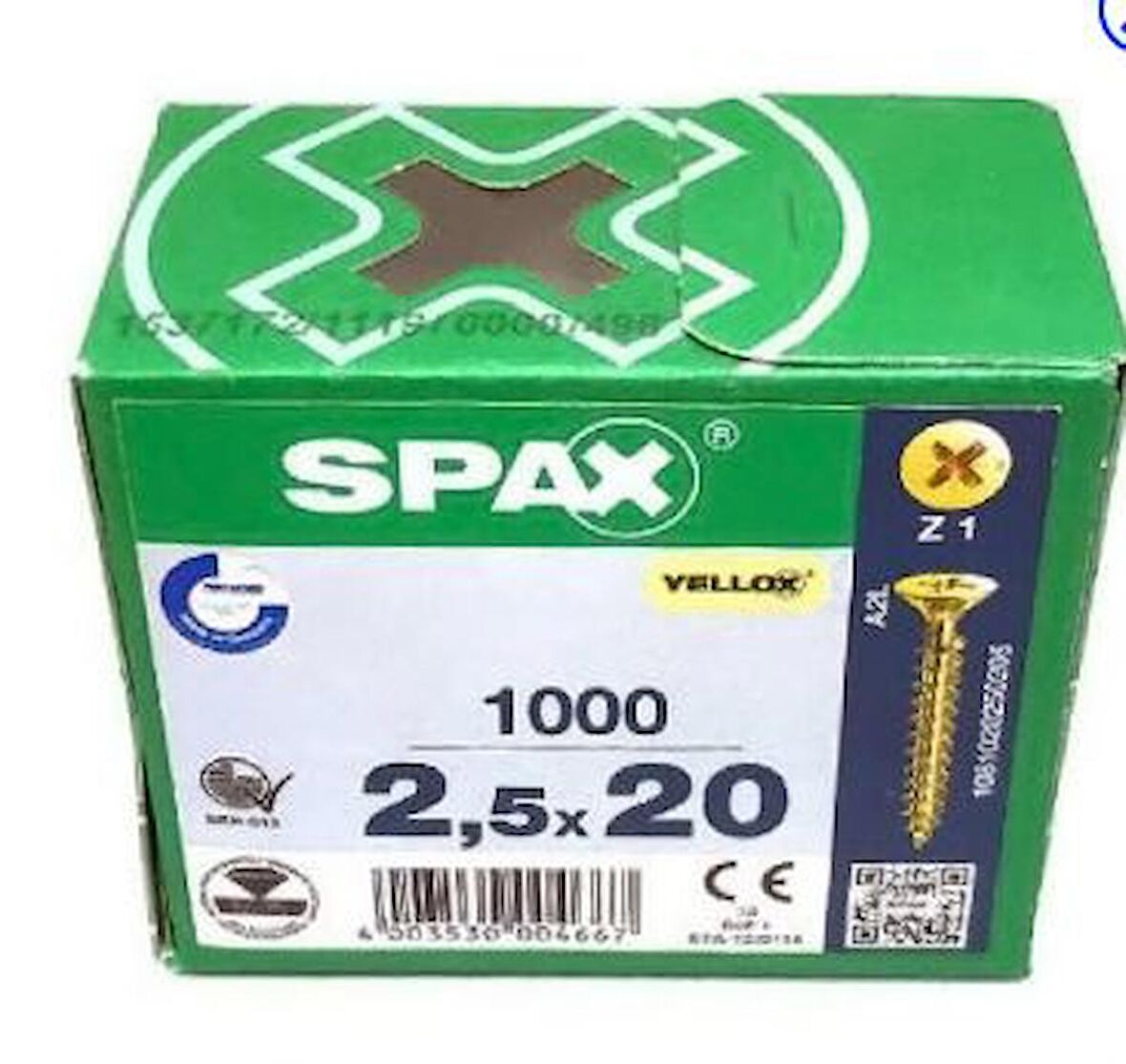 Spax Sunta Vidası 2.5X20 Galv Kaplama (1Pk:1000 Adet)
