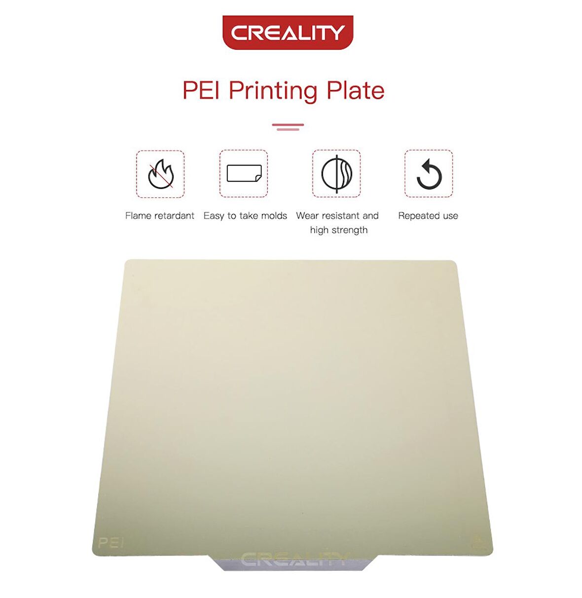 Creality PEI Parlak Yüzey Baskı Tablası Kiti - 235×235×1mm Standart