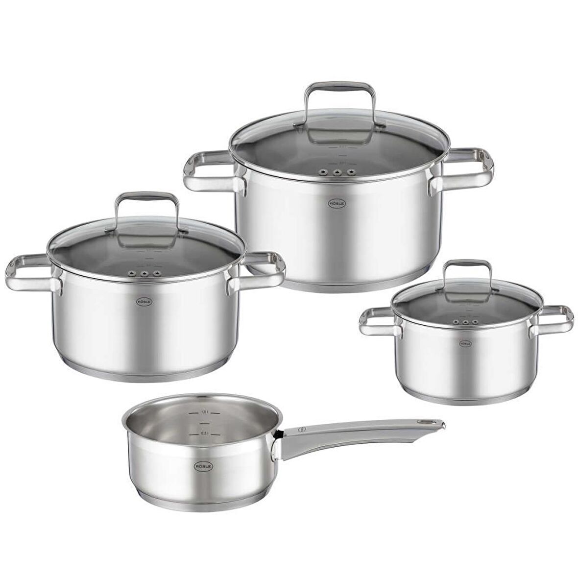 Rösle Charm 16 cm-16 cm-20 cm-24 cm Çelik Tencere Seti 4'lü