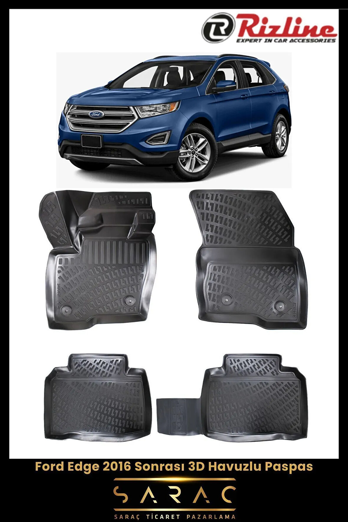 Rizline Ford Edge 2022 Model 3D Havuzlu Paspas