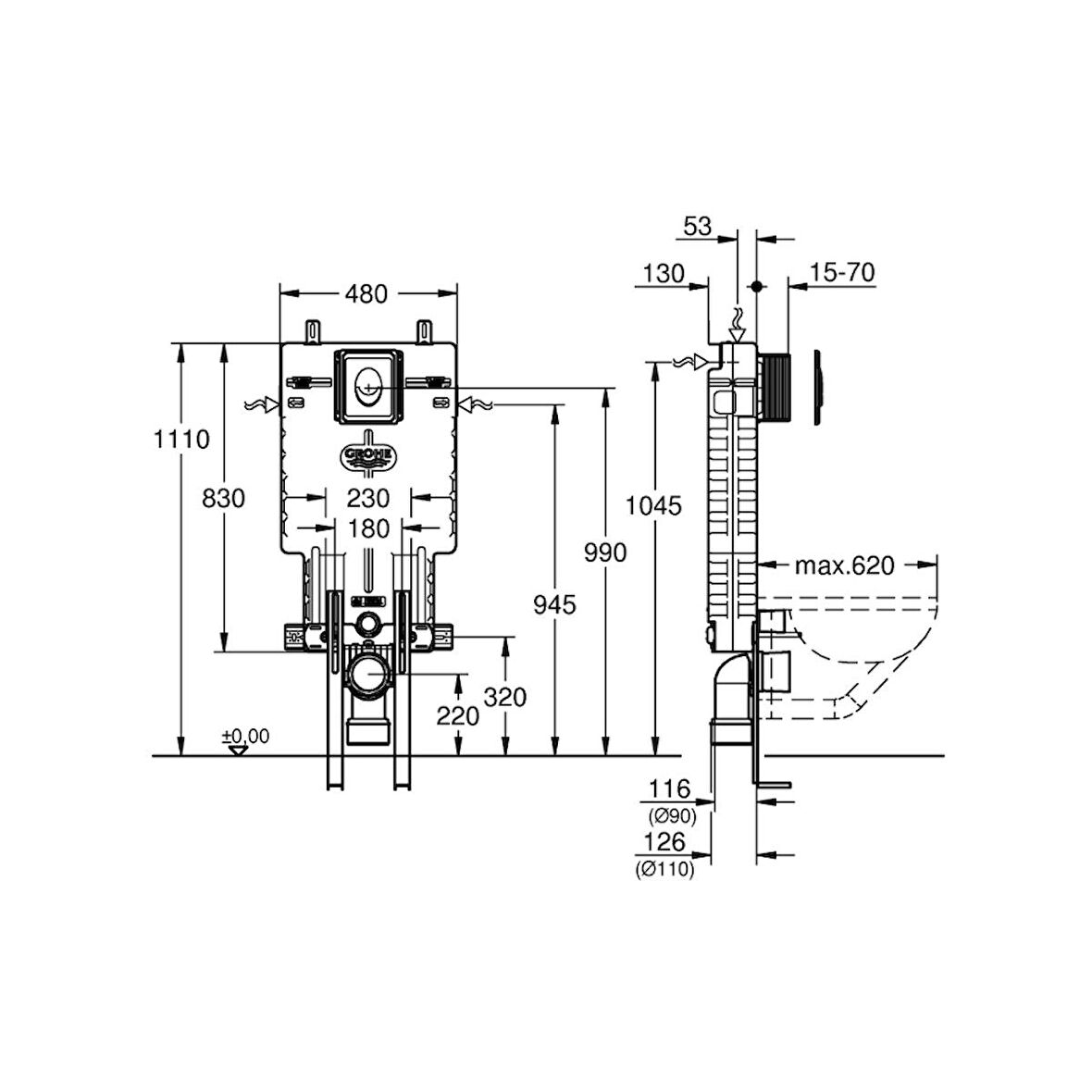 Grohe Uniset Wc İçin 3Ü Bir Arada Seti - 39452000