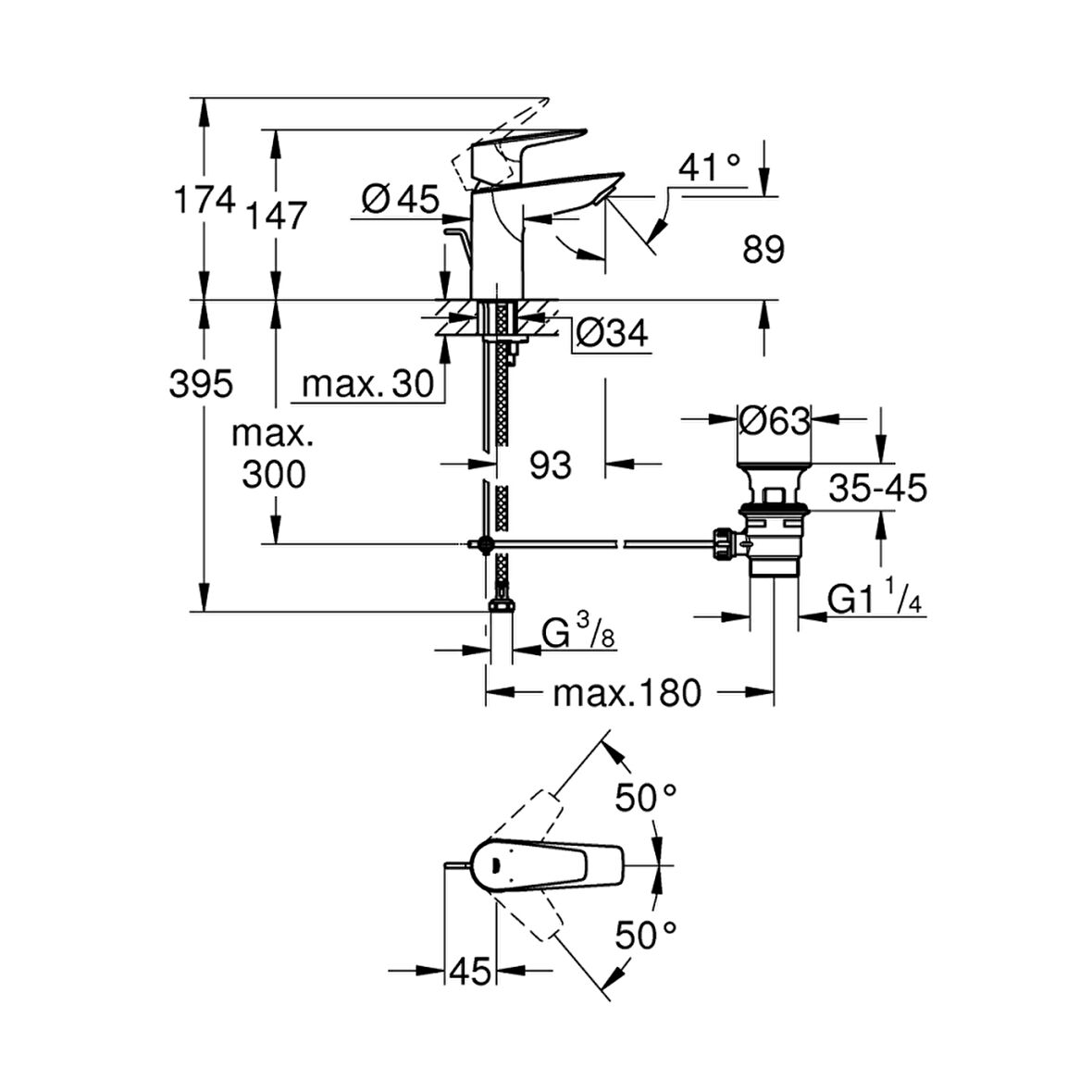 Grohe Bauedge Tek Kumandalı Lavabo Bataryası 
S-Boyut - 23328001