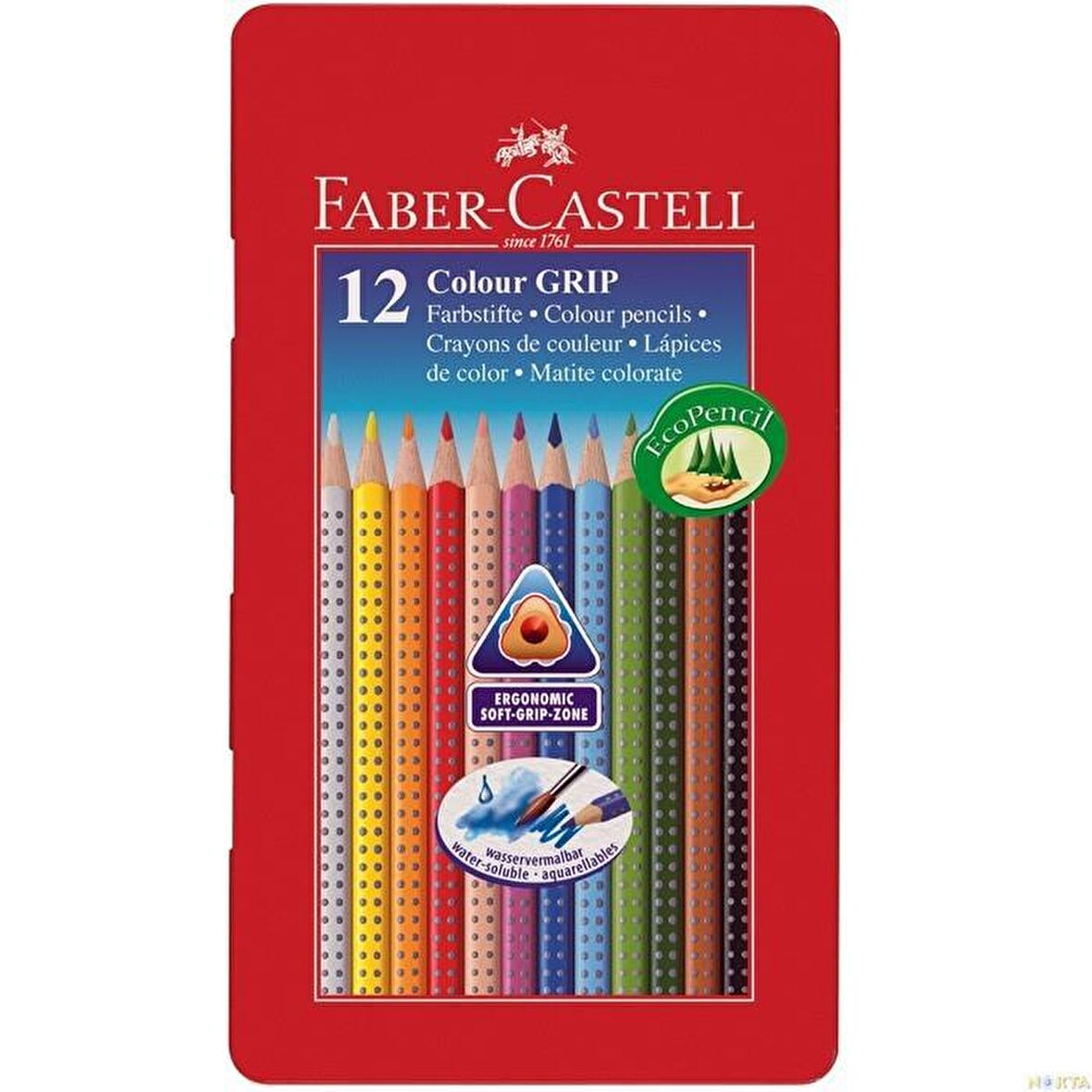 Faber-Castell Grip 2001 Metal Kutu Boya Kalemi 12 Renk