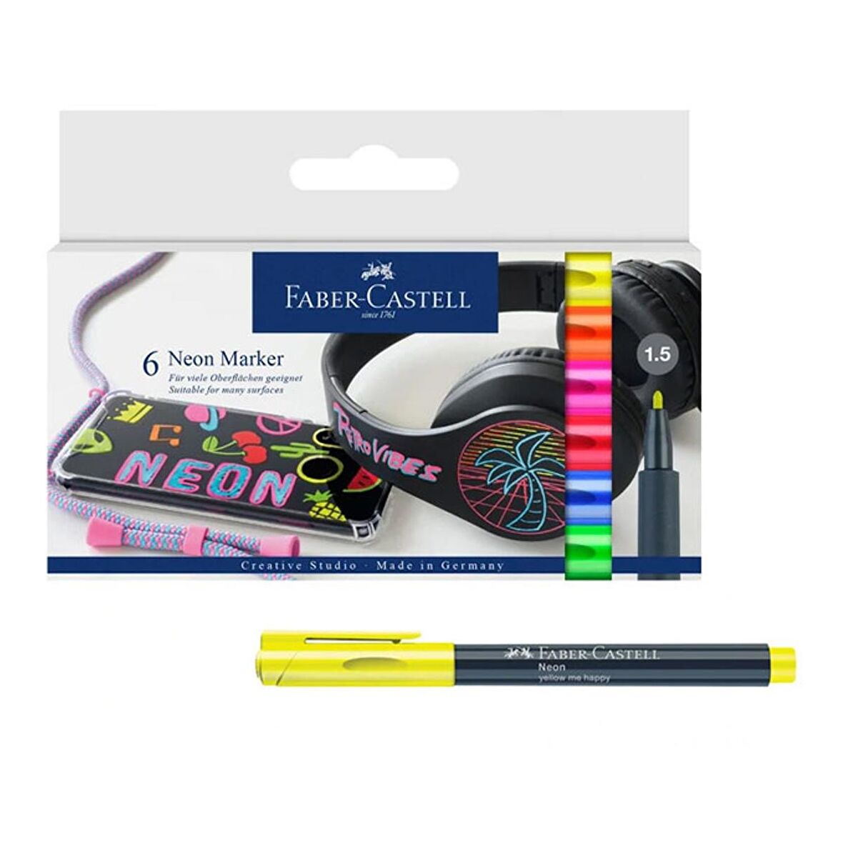 Faber Castell Neon 6 Renk Markör Kalem 1.5mm