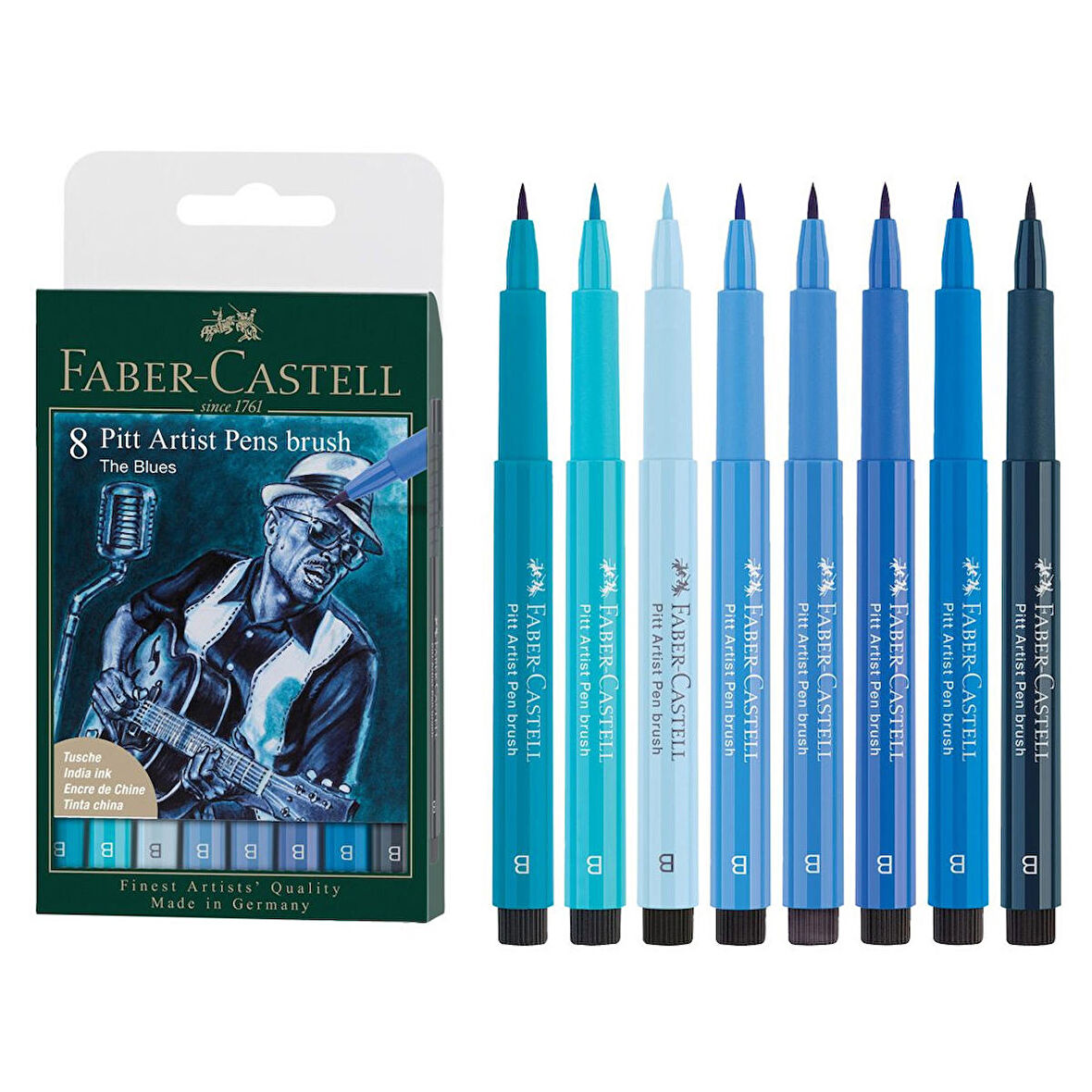 Faber Castell Pitt Artist The Blues 8'li Fırça Uçlu Renkli Kalem 167173