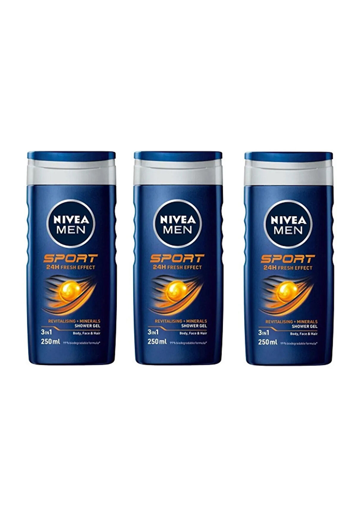 Nivea Duş Jeli Men Sport Clean 250 ml	( 3 Adet )=(250 Ml X 3 Adet =750 Ml )