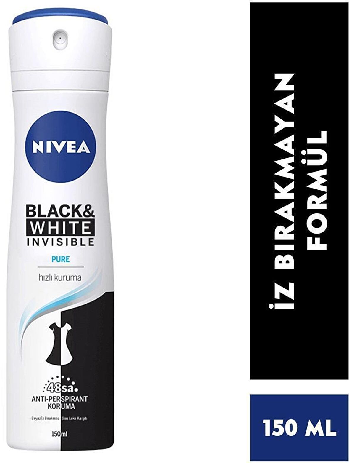 Nivea Black & White Invisible Pure Antiperspirant Ter Önleyici Leke Yapmayan Kadın Sprey Deodorant 150 ml