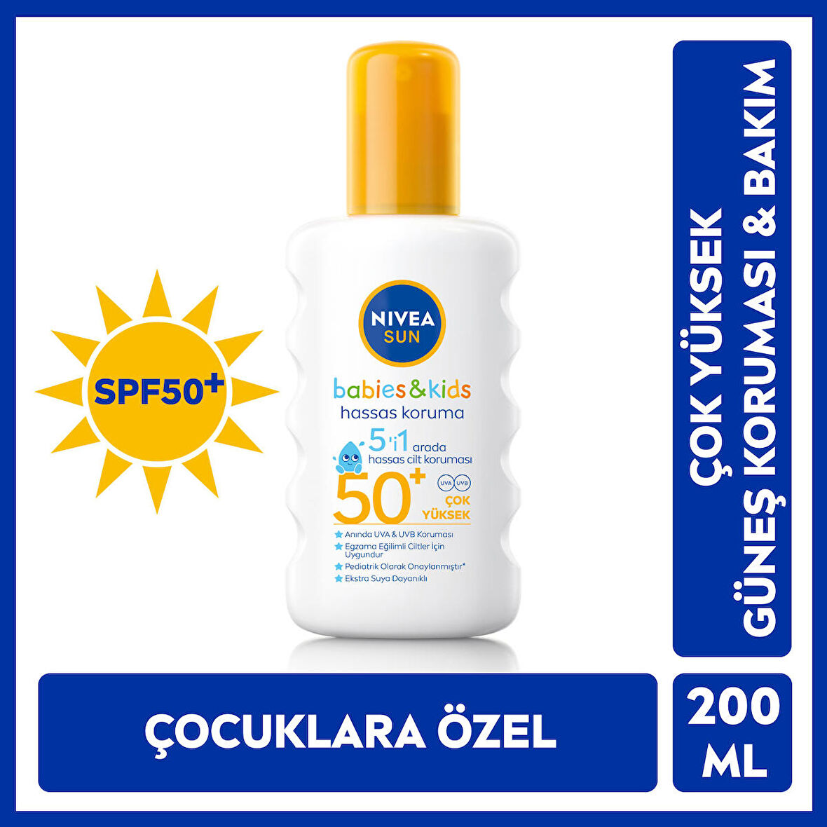 NIVEA Sun 50+ Faktör Hassas Ciltler İçin Bebek Güneş Koruyucu Sprey 200 ml