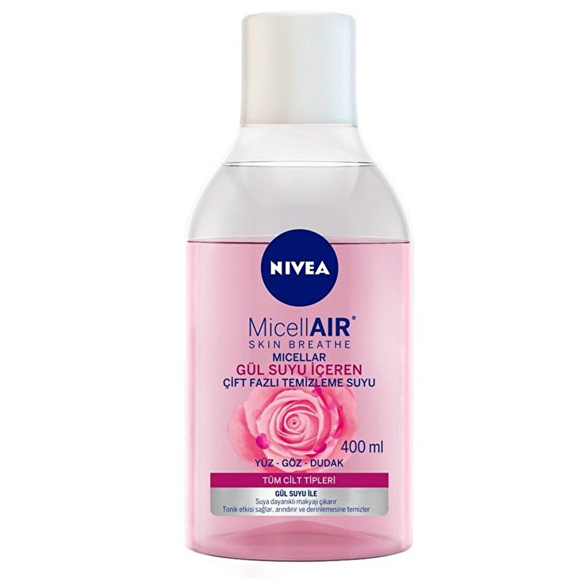 Nivea Aqua Rose Organik Gül Suyu İçeren Çift Fazlı Makyaj Temizleme Suyu 400 Ml