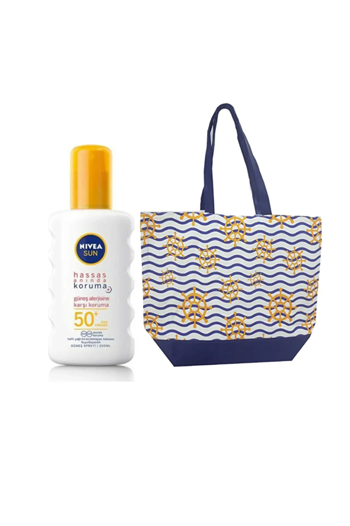 Sun Hassas Aninda Koruma Gfk 50+ Güneş Alerjisine Karşi Sprey 200 Ml + Plaj Çantası 32x45 Cm Hediye