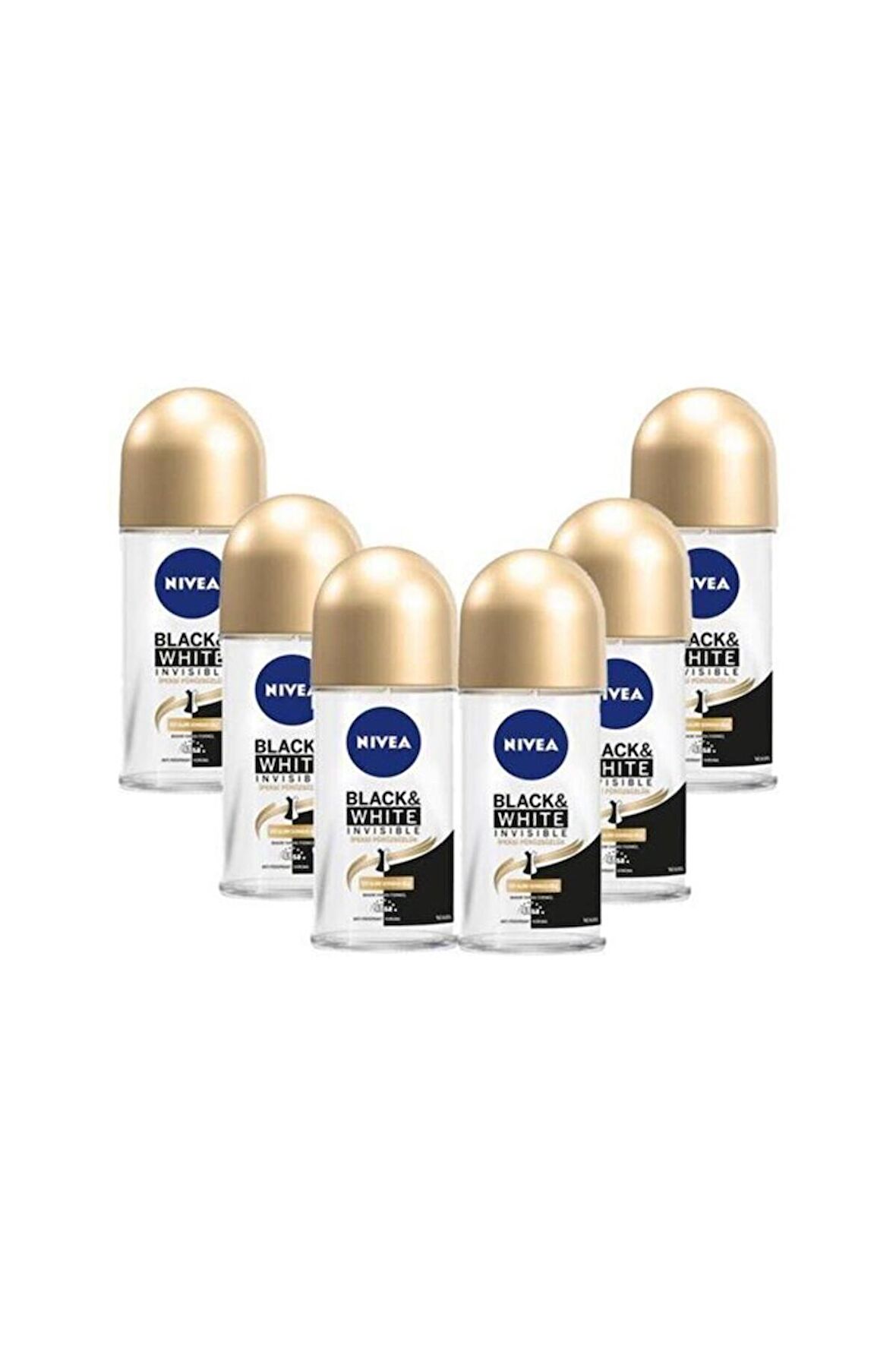Nivea Kadın Roll On Invisible Black White İpeksi Pürüzsüzlük 50 ML - 6'lı Avantaj Paketi
