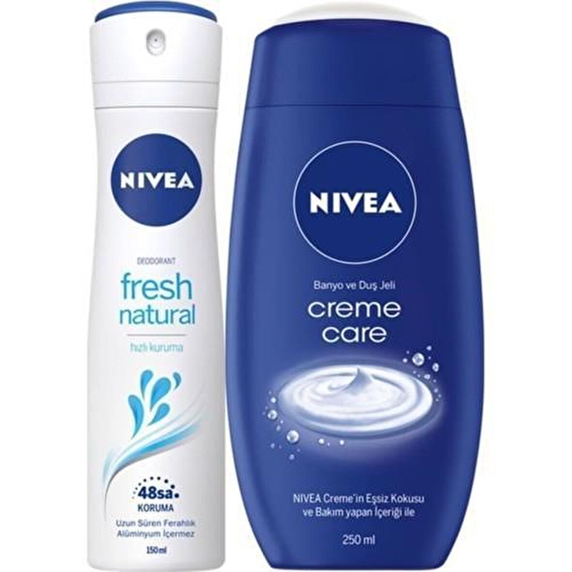 Nivea Fresh Natural Pudrasız Leke Yapmayan Kadın Sprey Deodorant 150 ml + Duş Jeli 250 ml