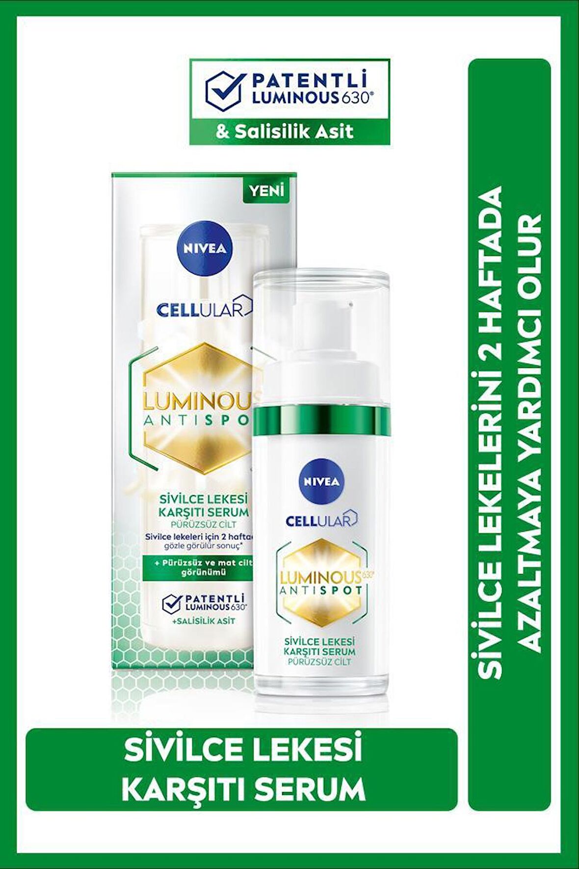 NIVEA Luminous630 Sivilce Lekesi Karşıtı Serum 30 ml, Karma ve Yağlı Ciltler için,Salisilik Asit ve Hyaluronik Asit