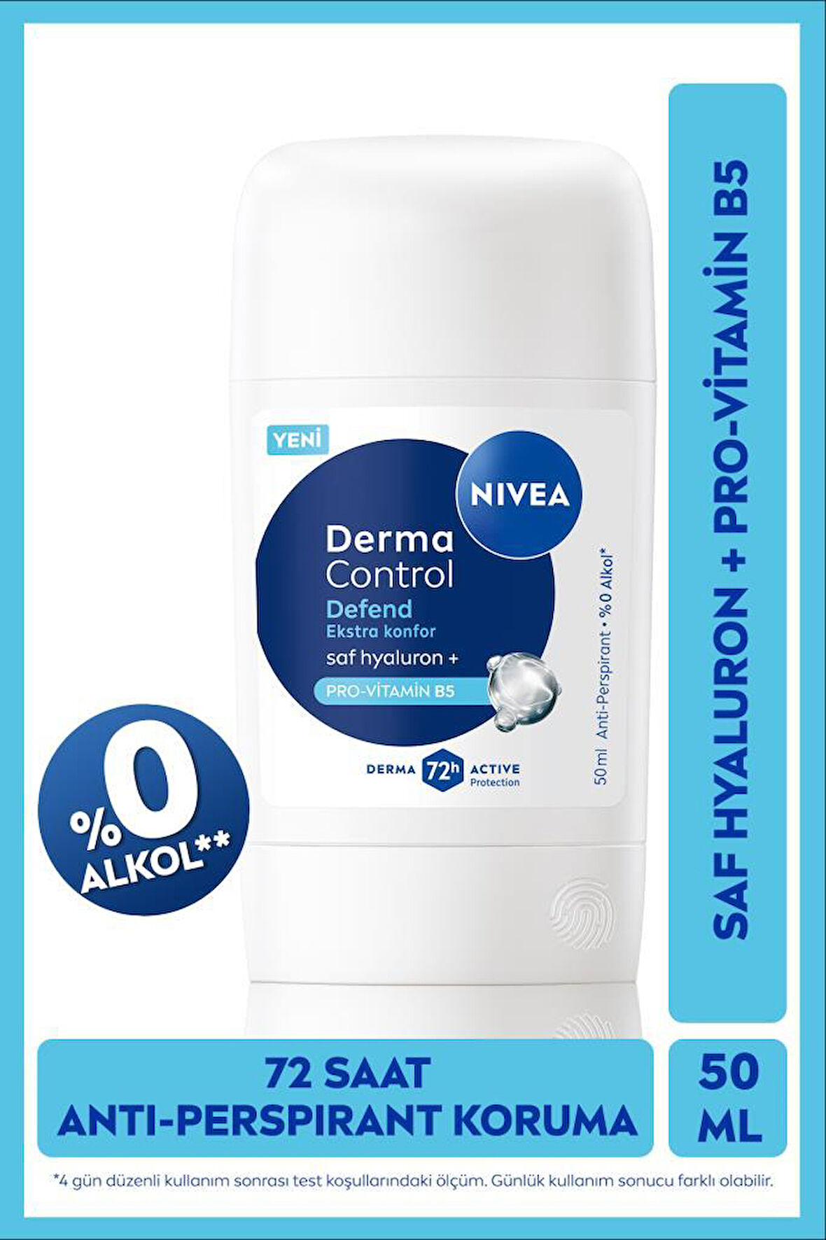 Kadın Stick Deodorant Derma Control Defend 50 ml,72 Saat Koruma,Alkolsüz,Hyaluron,Pro Vitamin 