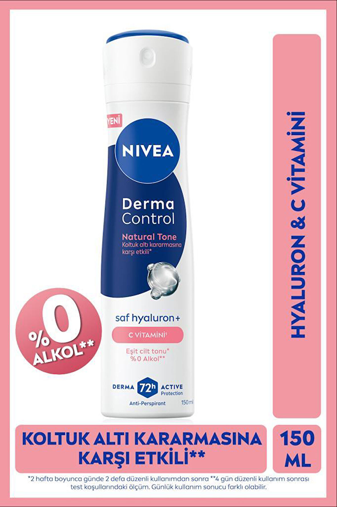 Kadın Sprey Deodorant Derma Control Natural Tone150ml, Koltuk Altı Kararmasına Karşı, C Vitamini