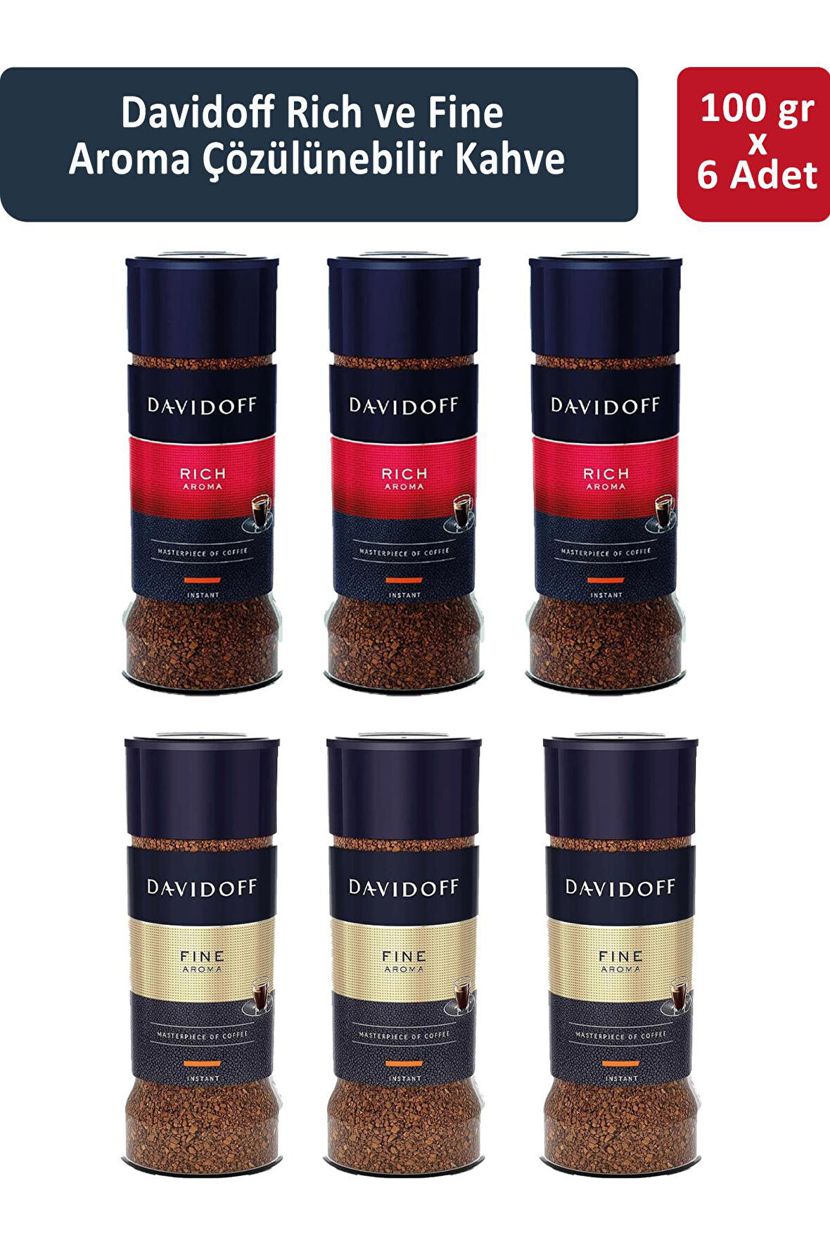 Davidoff Rich ve Fine Aroma Çözünülebilir Kahve 100 gr x 6 Adet