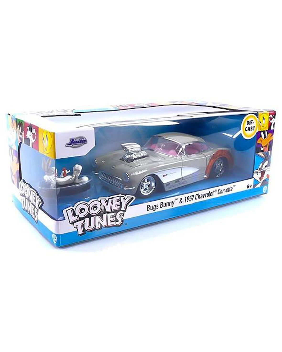Looney Tunes Bugs Bunny ve 1957 Chevrolet Corvette 1:24 Die Cast Araç ve Figür 32390