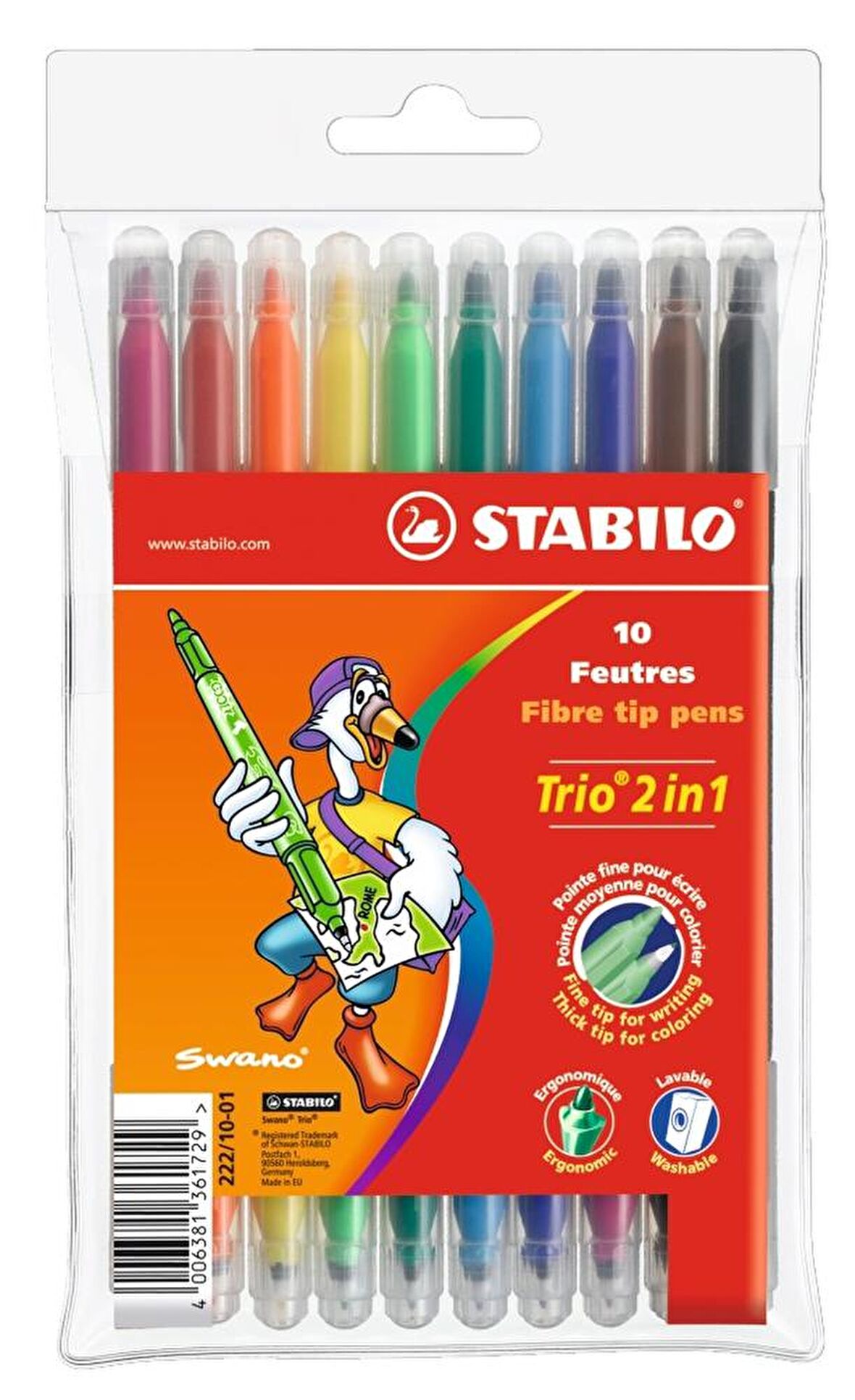 Stabilo Trio 2in1 Çift Uçlu Keçeli Kalem 10 Renk 22210-01