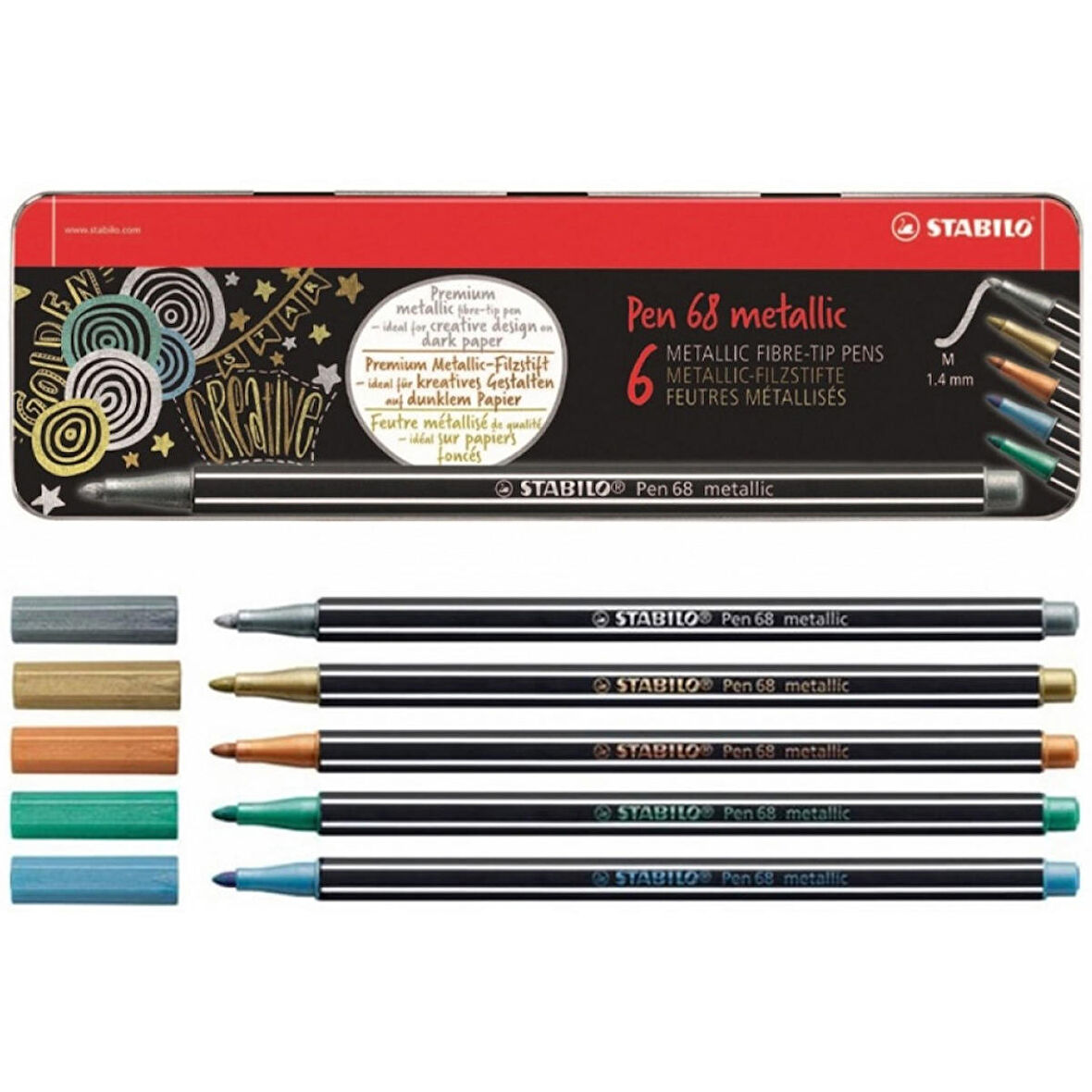 Stabilo Pen 68 Metalik 6 Renk Metal Kutu 8-32 1.4ml