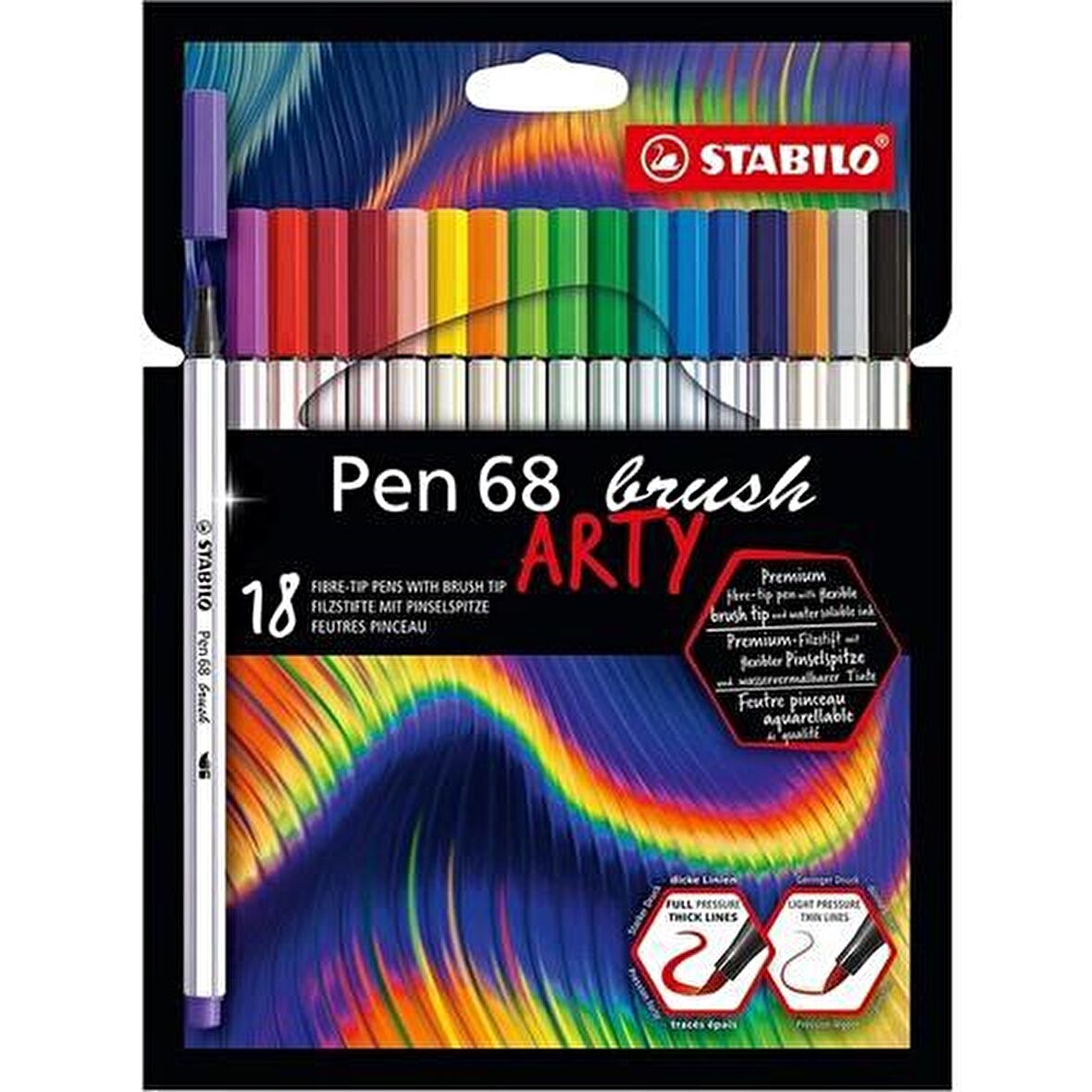 Stabilo Pen 68 Brush Arty Fırça Uçlu Keçeli Kalem Seti 18'li