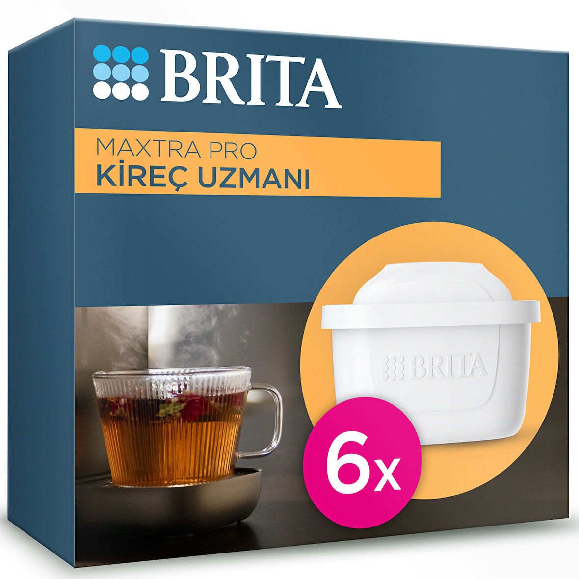 BRITA MAXTRA PRO Kireç Uzmanı Yedek Su Arıtma Filtresi, 6’lı