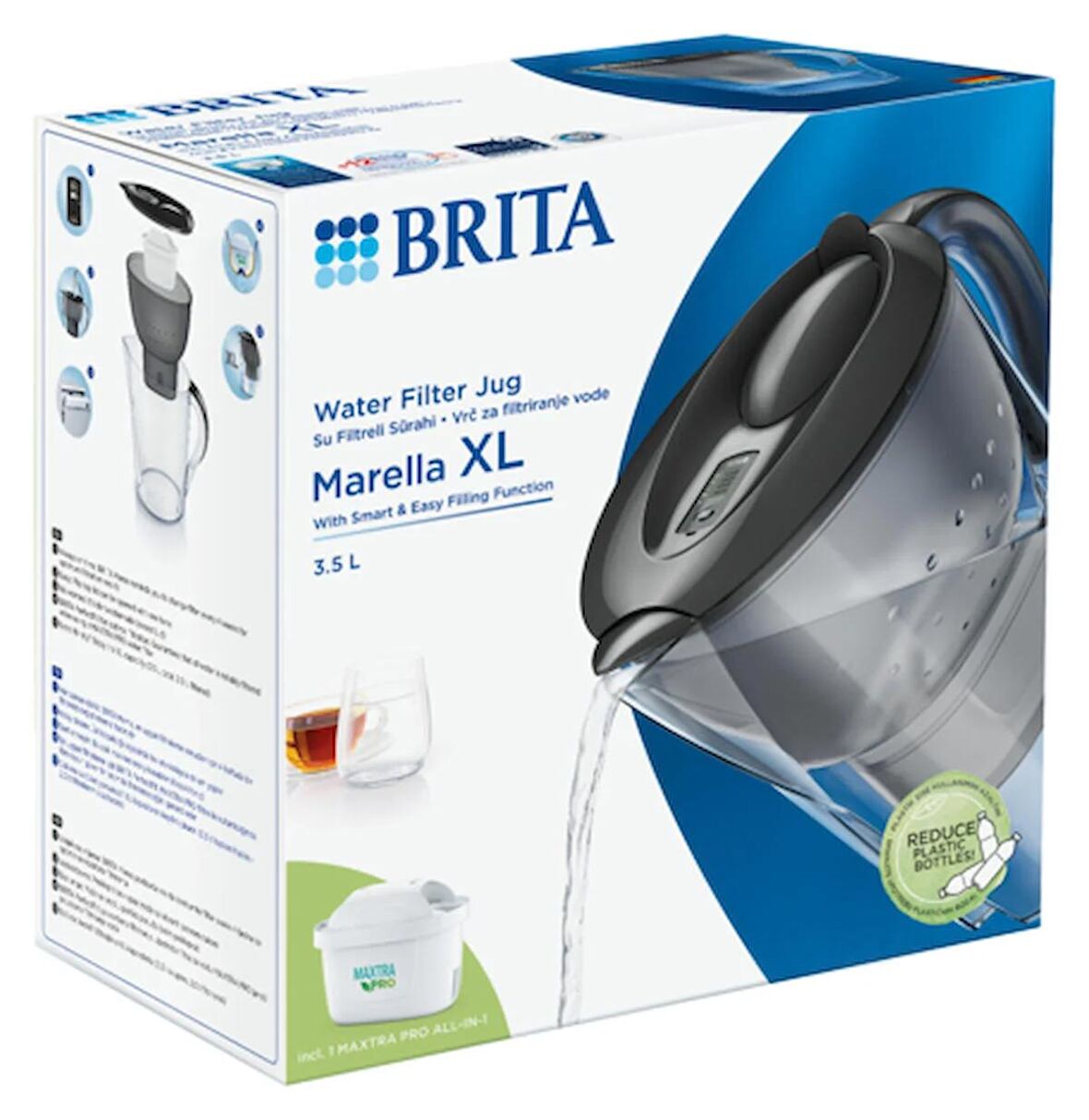 BRITA Marella XL Filtreli Su Arıtma Sürahisi – Grafit (3,5 L)