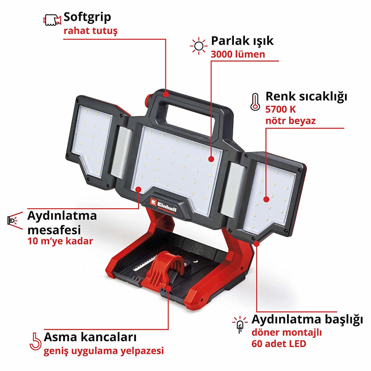 Einhell TP-CL 18/3000 Li - Solo, Akülü Projektör (Akü ve şarj cihazı dahil değildir)