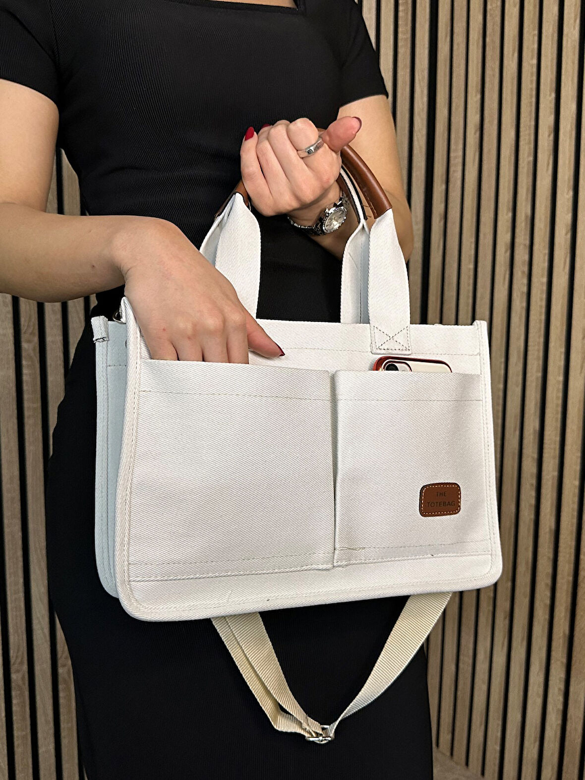 Günlük Kadın Omuz Çantası Kanvas The Tote Bag Orta Boy Çapraz Ayarlanabilir Askılı Yumuşak Sade 4007